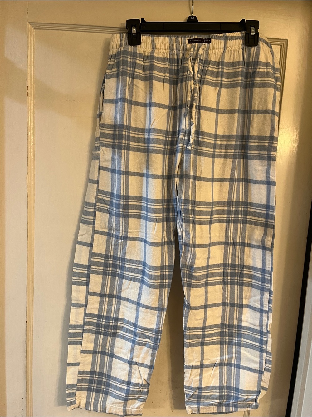 Andrew Scott Men's Blue Plaid Cotton Pajama Pant